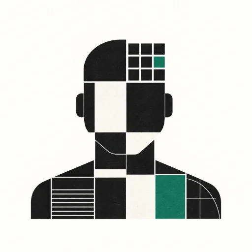 Illustrated proxy for Data Khosrowshahi: an anonymous silhouette built from data blocks